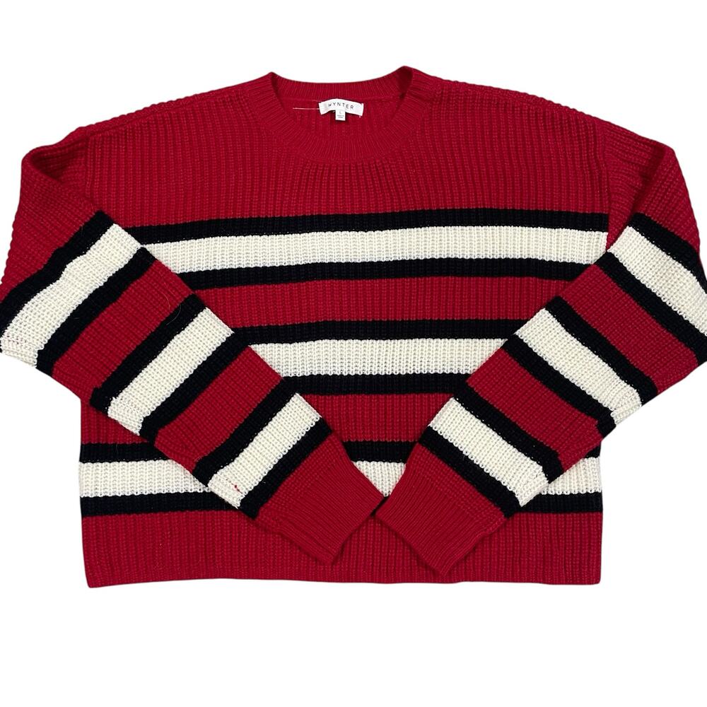 Wynter Sweater L Stripe Knit Cozy Comfort Classic Preppy Casual